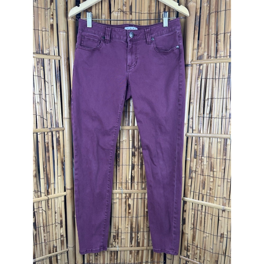 CABI Maroon Skinny Moto Style Women's Jeans‎ Size 4